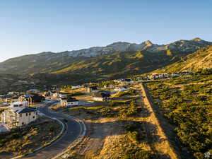 View of mountain backdrop with nearby suburban area