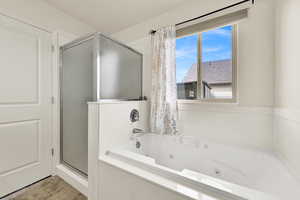 Master bathroom with sink and shower