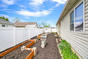 Grow boxes in fully fenced backyard