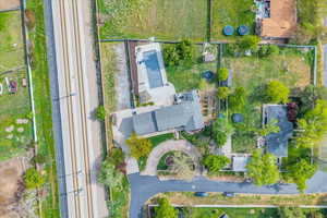Aerial view of property's location with Large Extra parking to the left of the pool