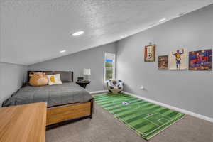 Room area with lofted  ceiling