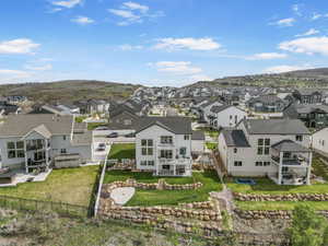 Aerial perspective of suburban area