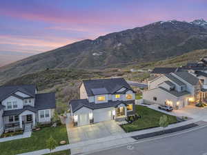 View of mountain background featuring nearby suburban area