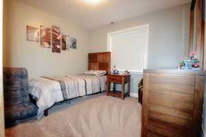 Bedroom with carpet floors