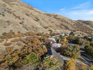 Aerial view featuring a mountain view