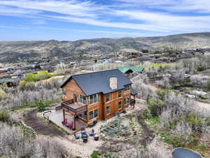 View from above of property featuring mountains