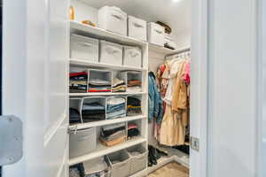 View of walk in closet