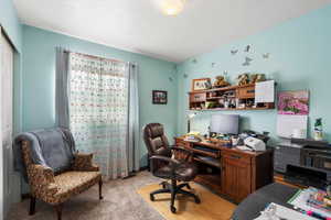 Office with light carpet