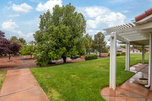 View of yard featuring a pergola