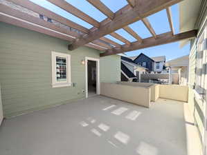 View of upper deck with a pergola-Hot tub ready