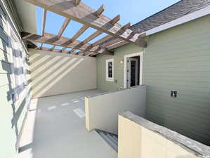 View of upper deck with a pergola-Hot tub ready