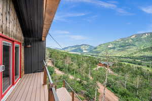Balcony with a mountain view