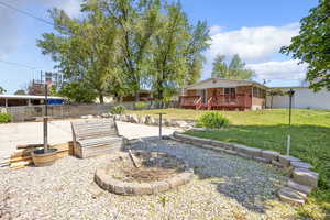 View of yard featuring a deck