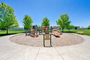Community play area with a yard