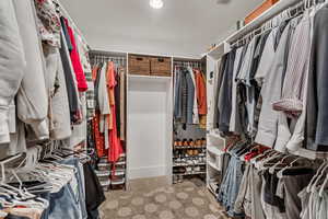 Walk in closet with carpet