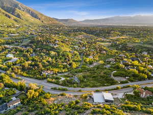 Aerial view of a mountain backdrop