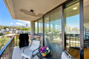 Balcony with a view of city