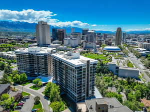 View of urban area featuring a mountain backdrop