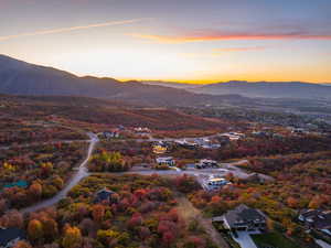 Drone / aerial view of a mountain backdrop