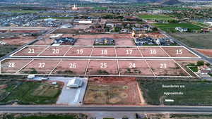 Aerial view of property's location with property boundaries highlighted