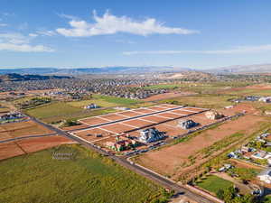 Aerial view of a mountainous background