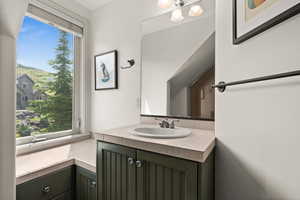Bathroom featuring healthy amount of natural light and vanity
