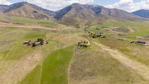 Drone / aerial view of a mountain backdrop