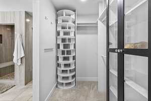 Spacious closet featuring carpet floors