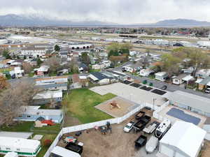 Drone / aerial view featuring a mountain view