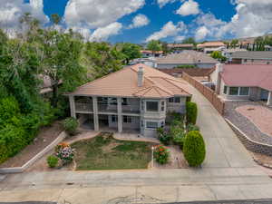 Aerial perspective of suburban area