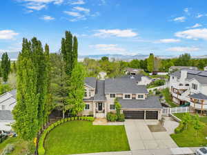 Aerial perspective of suburban area