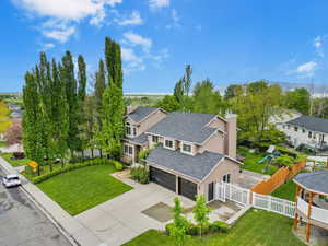 Aerial perspective of suburban area
