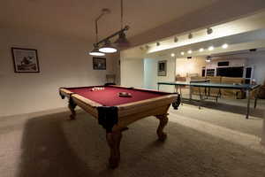 Playroom featuring carpet flooring and billiards table