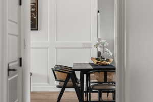 Dining space featuring light wood-type flooring