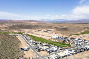 Overview of rural landscape with mountains