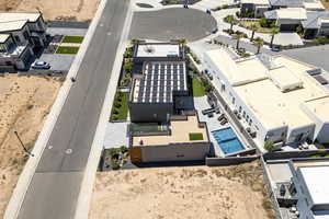 Aerial view of a pool