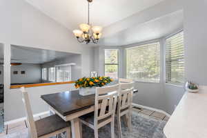 Dining area featuring a chandelier, plenty of natural light, and baseboards