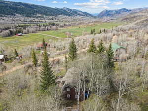 Aerial view of sparsely populated area featuring mountains