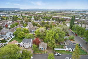 Aerial perspective of suburban area
