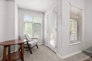 Second-floor bedroom nook with balcony access
