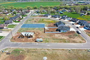 Aerial perspective of suburban area