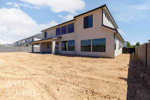 Back of house with stucco siding and a fenced backyard