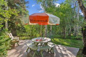 View of patio featuring outdoor dining area