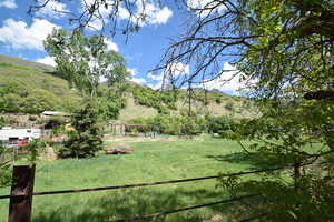 View of yard featuring a mountain view
