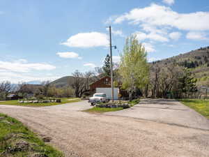 View of street with a mountain view