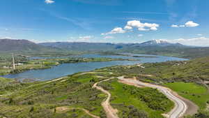 Drone / aerial view of a water and mountain view
