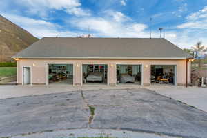 View of detached garage