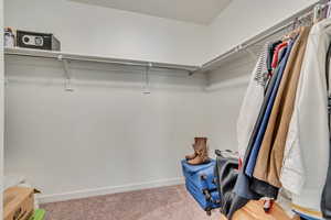 Walk in closet with carpet