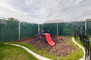 Community playground with fence