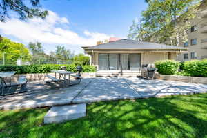 View of patio / terrace with area for grilling and entry steps